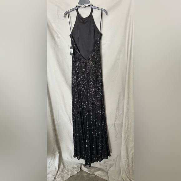 Mac Duggal 26943 NWT SEQUINED HIGH NECK RHINESTONE TRIM COLUMN GOWN - Picture 6 of 9